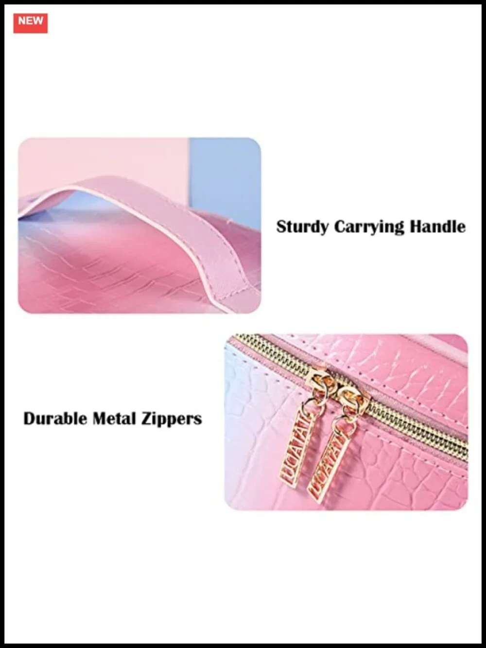 Crocodile Pattern PU Leather Makeup Bag Organizer Travel Toiletry Case with